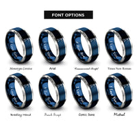font options for inside engraving on blue & silver breakwater lighthouse beam rings
