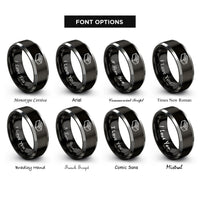 font options for inside engraving on black & silver brick rings