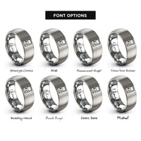 font options for inside engraving on silver brick handheld console rings