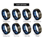 font options for inside engraving on gunmetal & blue brick handheld console rings