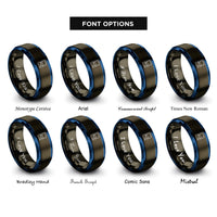 font options for inside engraving on gunmetal & blue brick handheld console rings