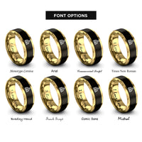 font options for inside engraving on black & gold brick oven rings