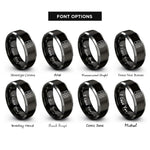 font options for inside engraving on black & grey brick pattern rings