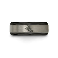 women's bridal ring sets – black & gray tungsten modern pentathlon wedding band