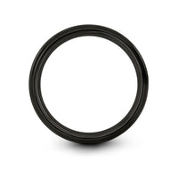 custom wedding ring sets – modern pentathlon engraving on black & gray tungsten wedding band