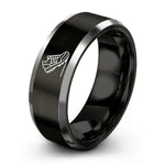 women's bridal ring sets – black & gray tungsten modern pentathlon ring