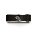 custom wedding ring sets – black & gray tungsten modern pentathlon wedding band