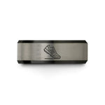 custom wedding ring sets – black & gray tungsten modern pentathlon wedding band