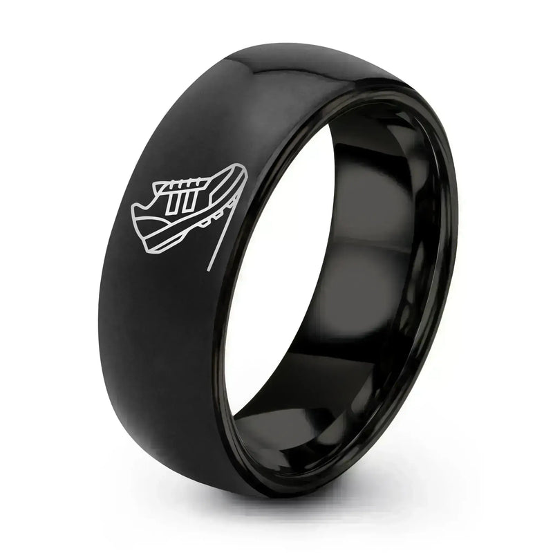 Modern Pentathlon – Tungsten Wedding Band, 8 mm, Black, Gray Comfort-Fit Women