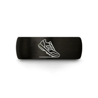 custom wedding ring sets – black tungsten modern pentathlon wedding band