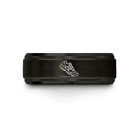 custom wedding ring sets – black tungsten modern pentathlon wedding band