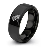 custom wedding ring sets – black tungsten modern pentathlon ring