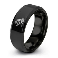 custom wedding ring sets – black tungsten modern pentathlon ring