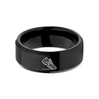 affordable bridal ring sets – black tungsten modern pentathlon wedding band