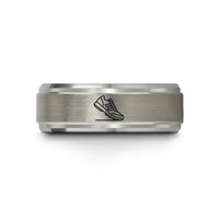 unique wedding ring sets – silver tungsten modern pentathlon wedding band