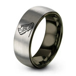 bridal wedding ring sets for women – gunmetal & grey tungsten modern pentathlon ring