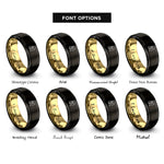 font options for inside engraving on black & gold bride silhouette rings