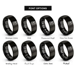 font options for inside engraving on black bride silhouette rings