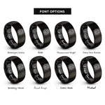 font options for inside engraving on black brides embrace rings