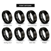 font options for inside engraving on black brides embrace rings