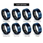 font options for inside engraving on black & blue bridge pawprint halo rings