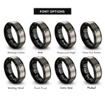font options for inside engraving on black & grey bridge pawprint halo rings