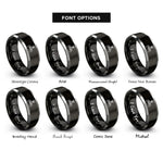 font options for inside engraving on black & gray bridge pawprint halo rings