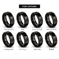 font options for inside engraving on black bridge pawprint halo rings