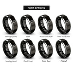 font options for inside engraving on black & silver bridle bit rings