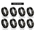 font options for inside engraving on black & gray briefcase rings