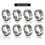 font options for inside engraving on silver briefcase rings