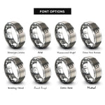 font options for inside engraving on silver briefcase rings