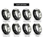 font options for inside engraving on black & silver british columbia rings