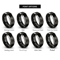 font options for inside engraving on black & grey british shorthair rings