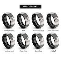 font options for inside engraving on black & silver brittle star rings