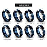 font options for inside engraving on blue & silver brittle star rings