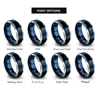 font options for inside engraving on blue & silver brittle star rings