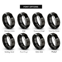 font options for inside engraving on black & grey broadhead fixed blade rings