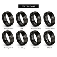 font options for inside engraving on black broccoli floret rings