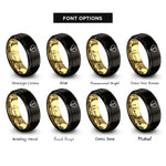 font options for inside engraving on black & gold broken heart rings