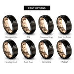 font options for inside engraving on black & rose gold broken heart rings