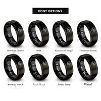 font options for inside engraving on black broken heart rings
