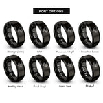 font options for inside engraving on black broken heart rings