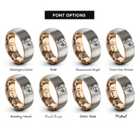 font options for inside engraving on rose gold & gray broken heart rings