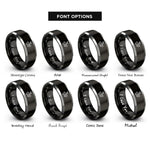 font options for inside engraving on black & grey bronc rider rings