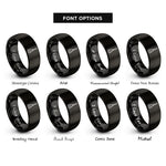 font options for inside engraving on black broomstick besom rings
