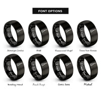 font options for inside engraving on black broomstick besom rings