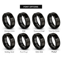 font options for inside engraving on black broomstick besom rings