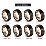 font options for inside engraving on black & rose gold broomstick rings