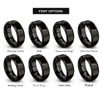 font options for inside engraving on black broomstick rings
